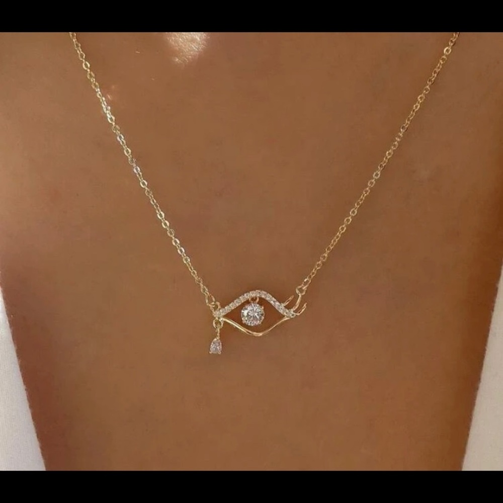 Evil eye rhinestone necklace